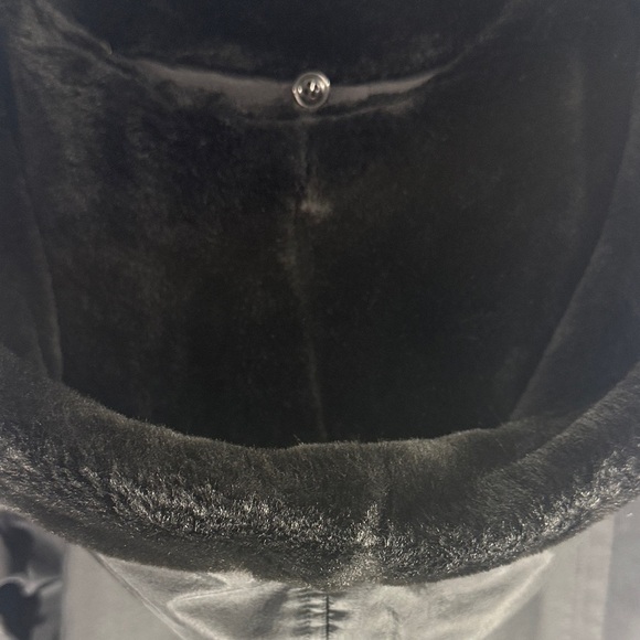 Fitz Wright Vintage Black Hooded Coat Faux Fur Trim L - Picture 10 of 14
